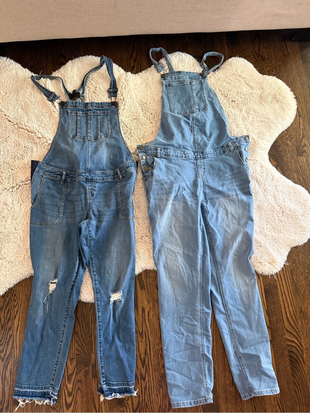 Indigo Blue Women's Denim Overalls in Light and Medium Blue